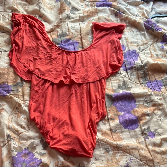 Alya Red Ruffle Bodysuit - Picture 6 of 8